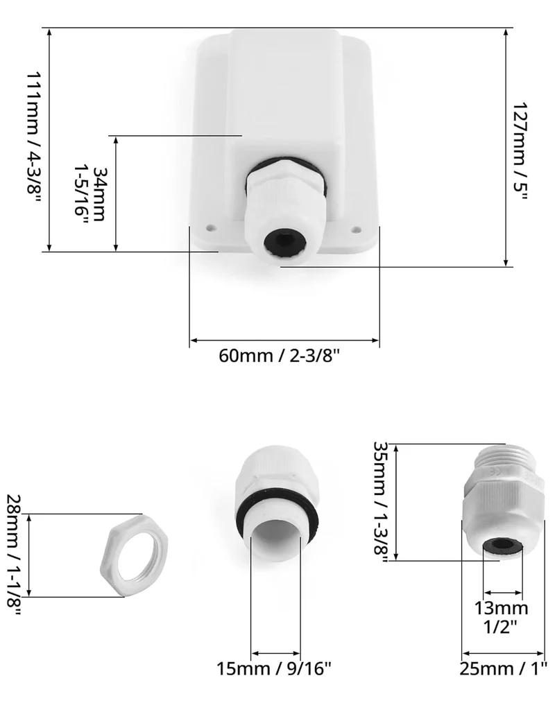 Dachdurchführung IP68 für Solaranlagen – 1-fach Kabeldurchführung 6–12 mm, ABS, Weiss