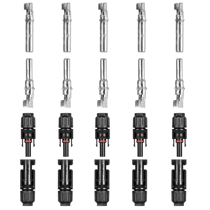 MC4 Solarstecker Set – 5 Paar, für Solarkabel 2,5–6 mm², IP67, 1000 V , 30 A