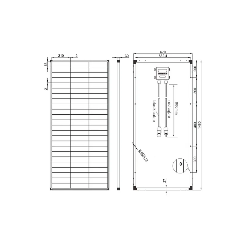 Solarmodul 200W 36V Monokristallin / Hochleistungs - Solarpanel ideal für 12V oder 24V Gartenhäuser Wohnmobile Caravan Boote