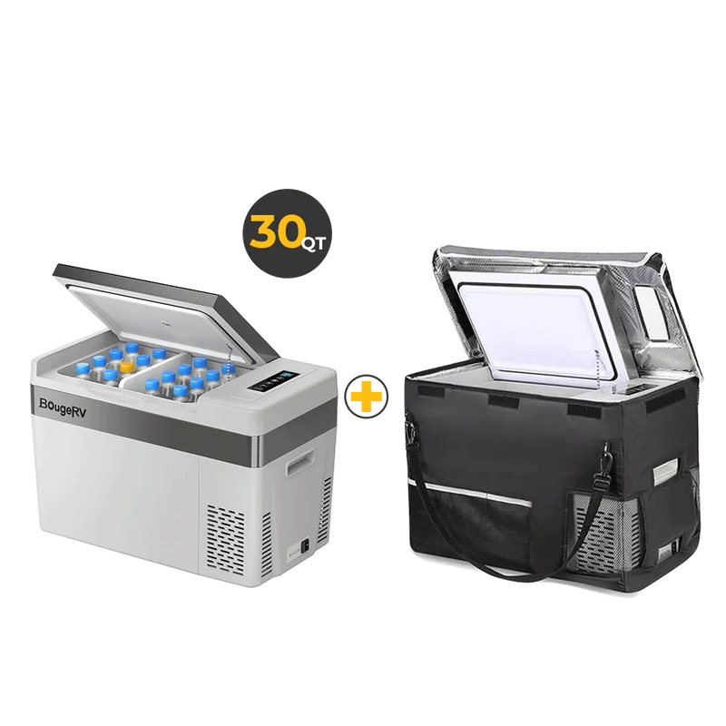 12V 30 Quart (28L) Portable Fridge & 30 Quart Insulated Protective Cover