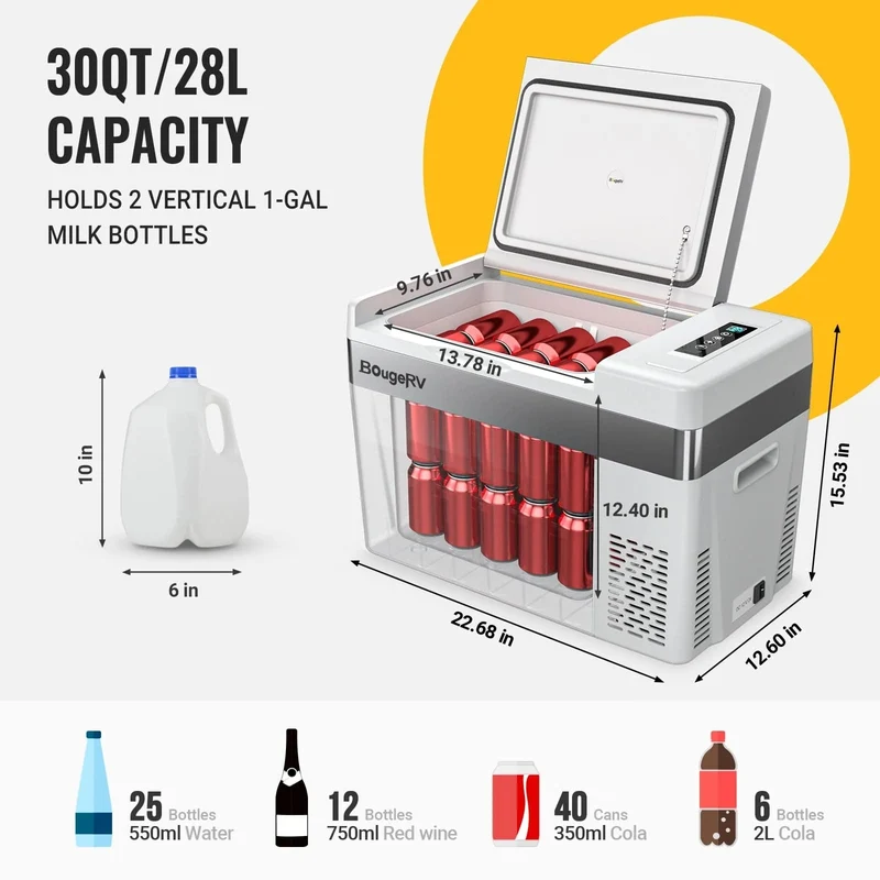 12V 30 Quart (28L) Portable Fridge & 30 Quart Insulated Protective Cover