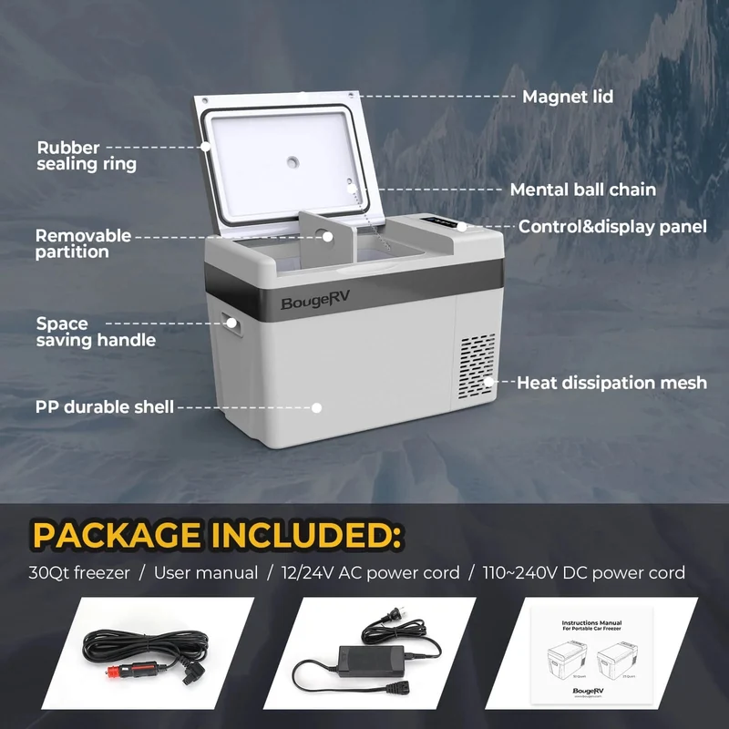 12V 30 Quart (28L) Portable Fridge & 30 Quart Insulated Protective Cover
