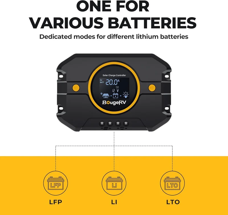 12V/24V Li 20A PWM Solar Charge Controller (Built-in Bluetooth)