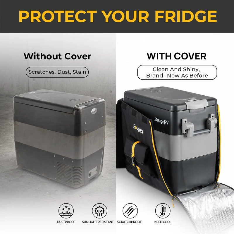 BougeRV 12V 53QT Portable Car Fridge Cover for E Series Fridge