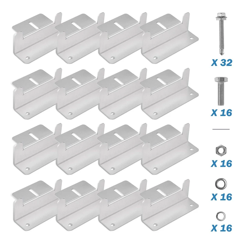 Solar Panel Mounting Z Bracket Mount Kits （4 set 16 Units）