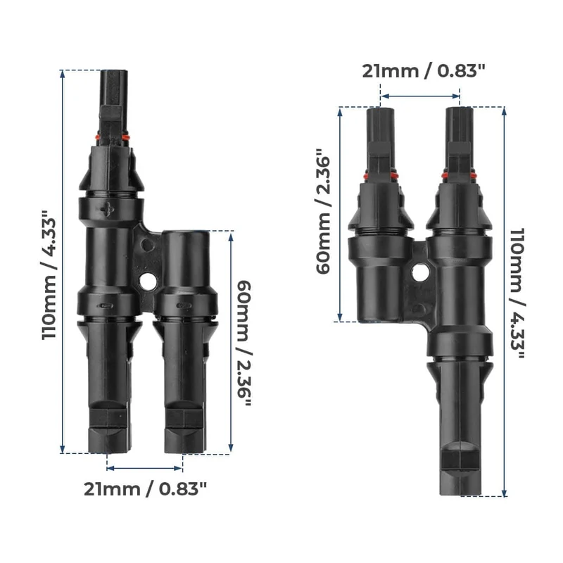 Solar Branch Connectors Y Connector in Pair MMF+FFM Parallel Connection