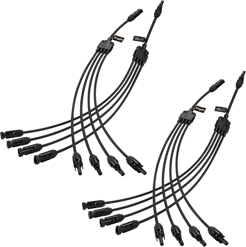 BougeRV Solar Panel Parallel Connectors 1 to 4 Solar Cable Wire