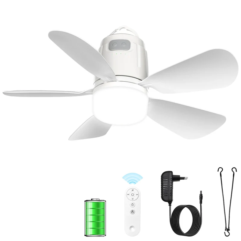 Gliztech Deckenventilator Outdoor mit Licht, Akku 20000 mAh, 50 cm
