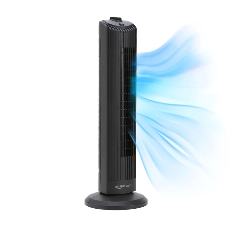 Amazon Basics Turmventilator, oszillierend, 71 cm, 3 Stufen, schwarz