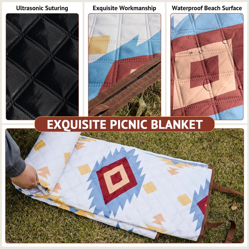 LARUTAN Picknickdecke wasserdicht 200x300 cm, faltbar mit Tragegriff