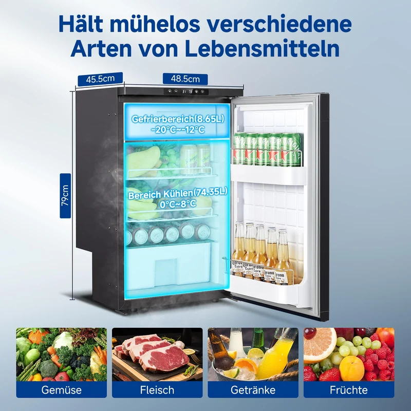 AAOBOSI Kompressor Kühlbox 83L mit App-Steuerung, 12/24V, -20°C