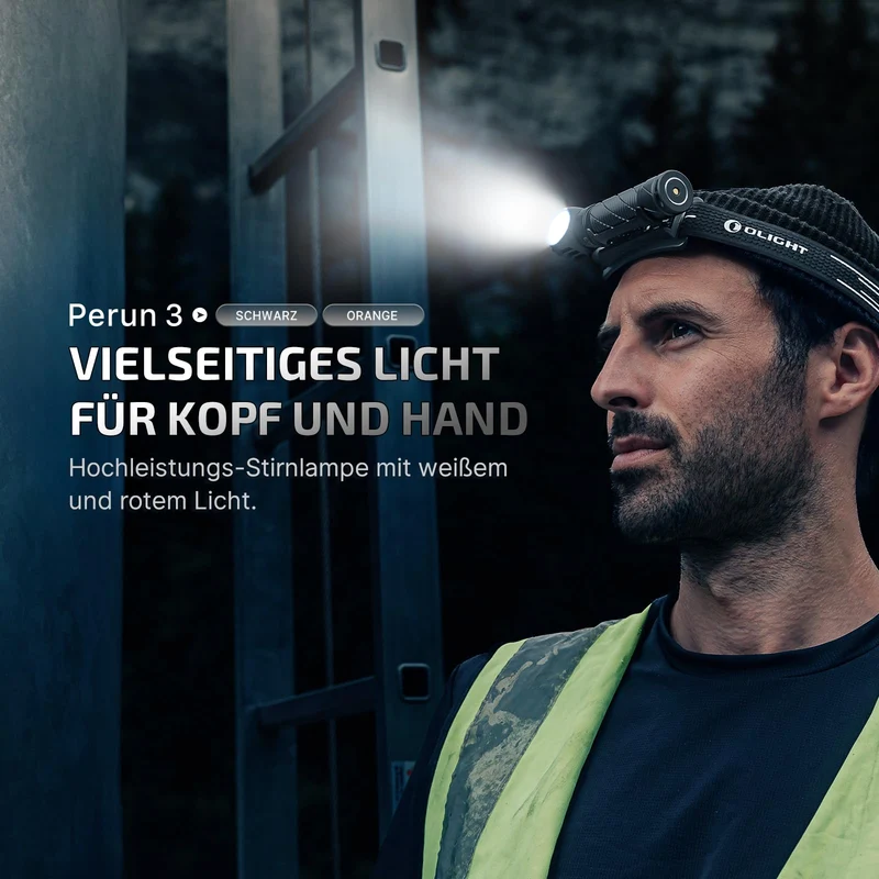 OLIGHT Perun 3 LED Stirnlampe, 3000 Lumen, wiederaufladbar, schwarz