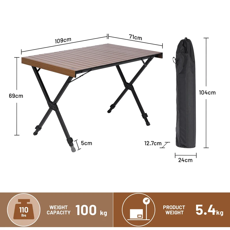 TIMBER RIDGE Campingtisch klappbar, höhenverstellbar, Aluminium