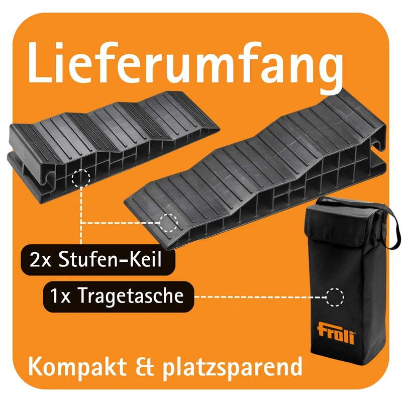 Froli Stufenkeil 2er Set – Auffahrkeile 45/75/105 mm für Wohnmobil