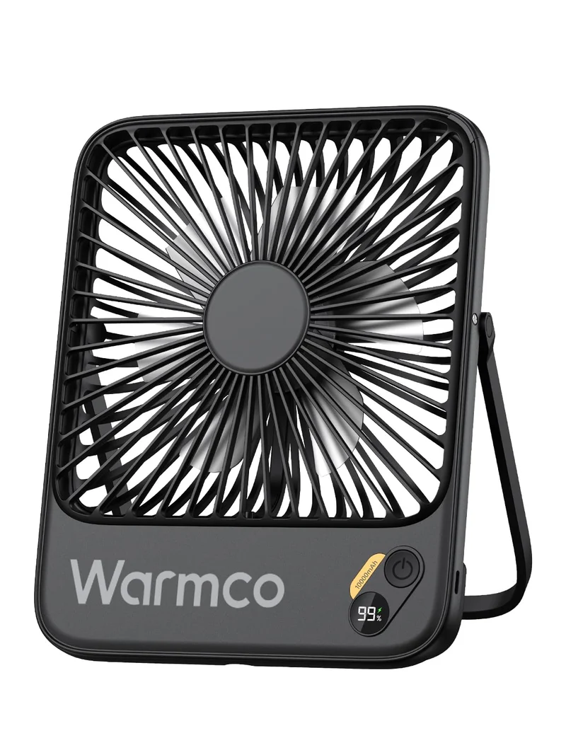 Warmco D3 Akku-Tischventilator 10000 mAh, leise, mit Digitalanzeige