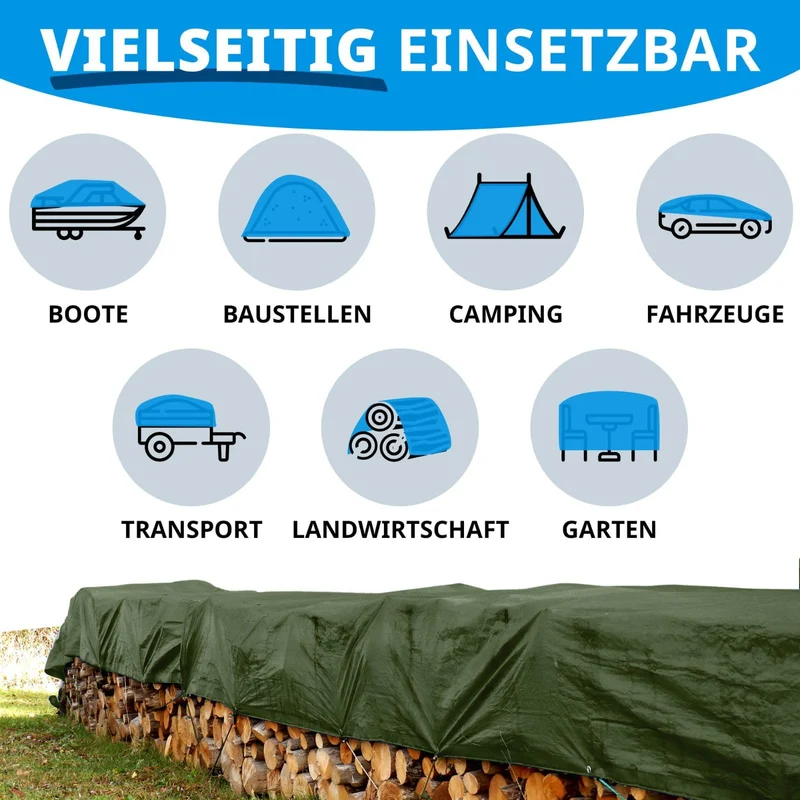 KARAT Abdeckplane 240 g/m² wasserdicht 4x6 m grün UV-stabil