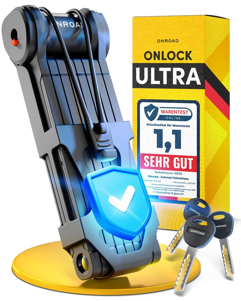 ONROAD Onlock Ultra Faltschloss 120 cm ART-zertifiziert mit Halterung