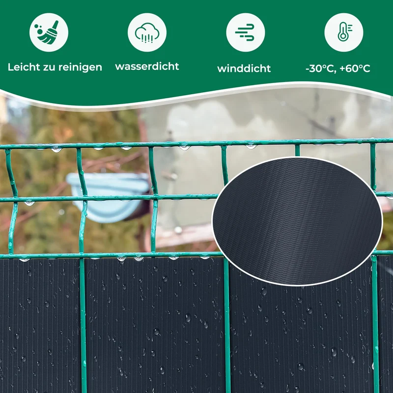interGo Sichtschutzstreifen PVC 35 m x 19 cm für Doppelstabmatten