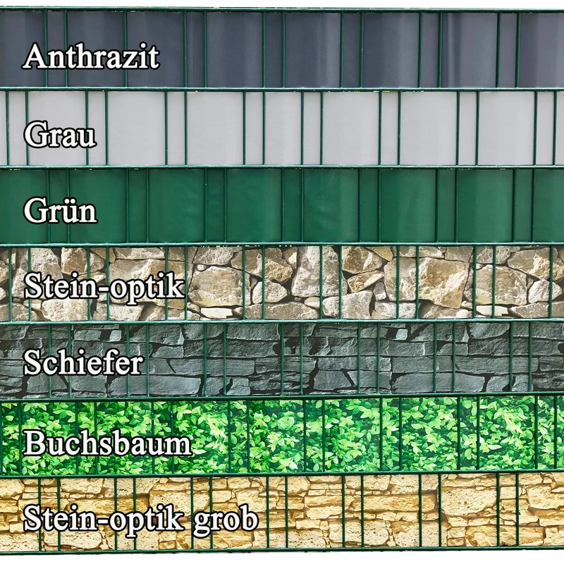 interGo Sichtschutzstreifen PVC 35 m x 19 cm für Doppelstabmatten