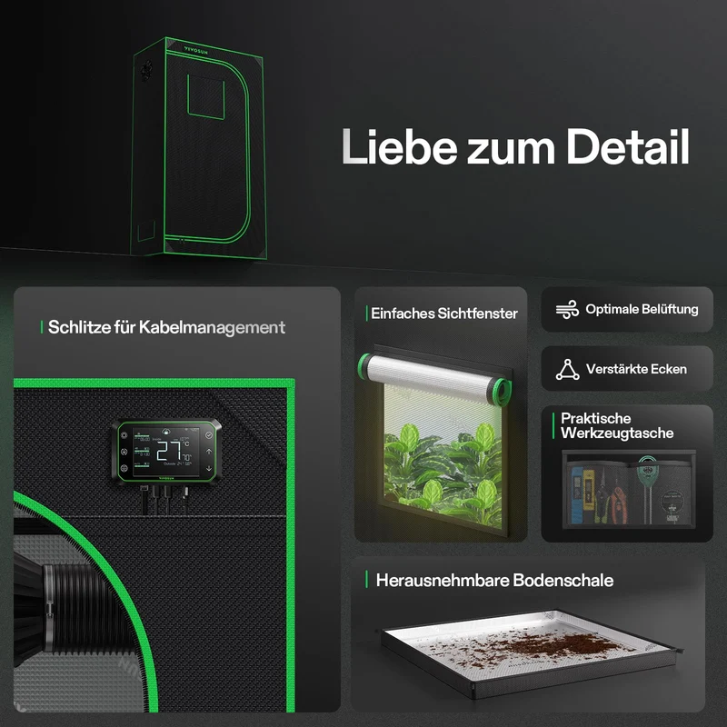 VIVOSUN Growzelt 90x50x160 cm mit Mylar und Sichtfenster