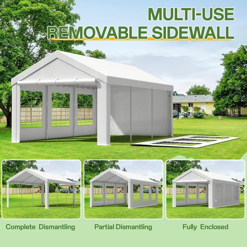 Homall Partyzelt 3x6 m Gartenpavillon wasserdicht UV-Schutz 50+ weiss