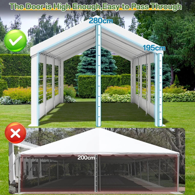 Homall Partyzelt 3x6 m Gartenpavillon wasserdicht UV-Schutz 50+ weiss