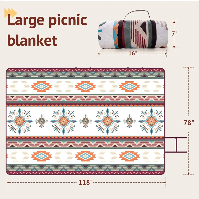 LARUTAN Picknickdecke Seattle, wasserdichte Stranddecke, 200 x 300 cm