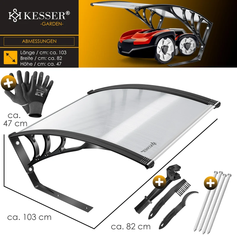 KESSER Mährobotergarage Carport Überdachung transparent 82x103x47 cm