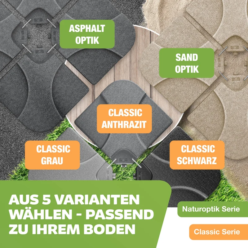 KESSER Sonnenschirmständer 4-teilig für Ampelschirm, 60 l / 80 kg