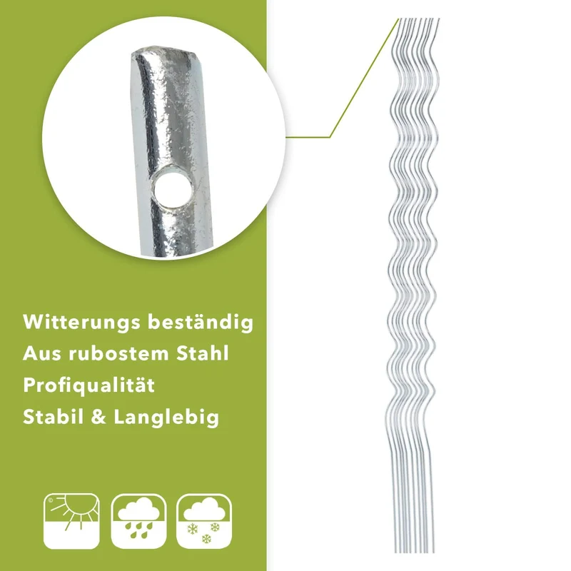 KARAT Tomatenspiralstäbe 180 cm aus verzinktem Stahl, 20 Stück