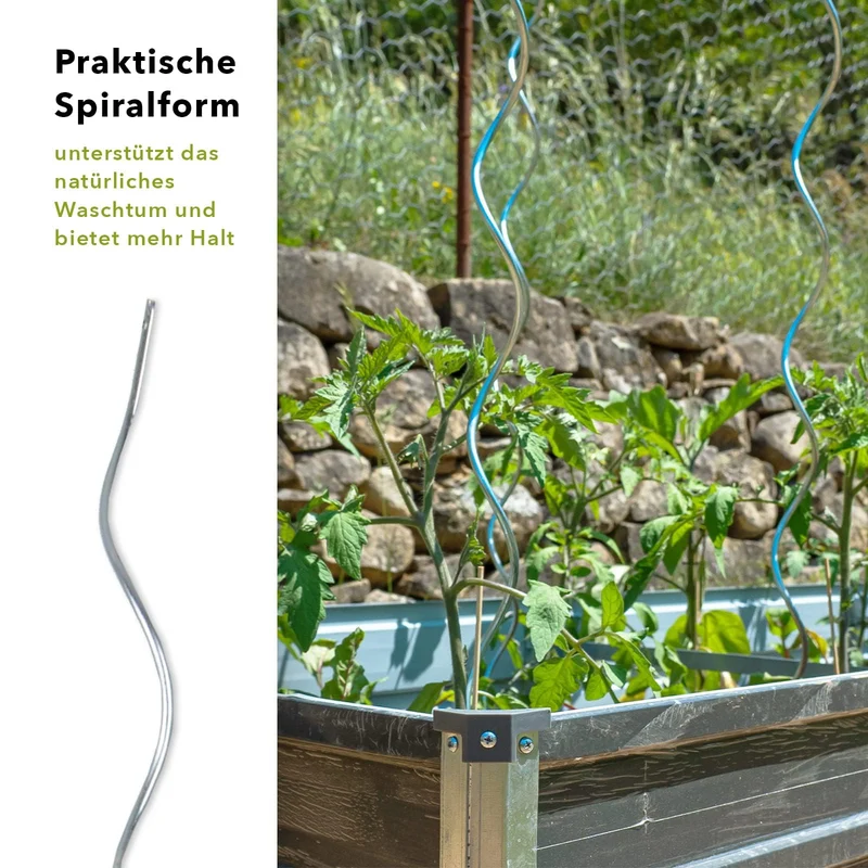 KARAT Tomatenspiralstäbe 180 cm aus verzinktem Stahl, 20 Stück