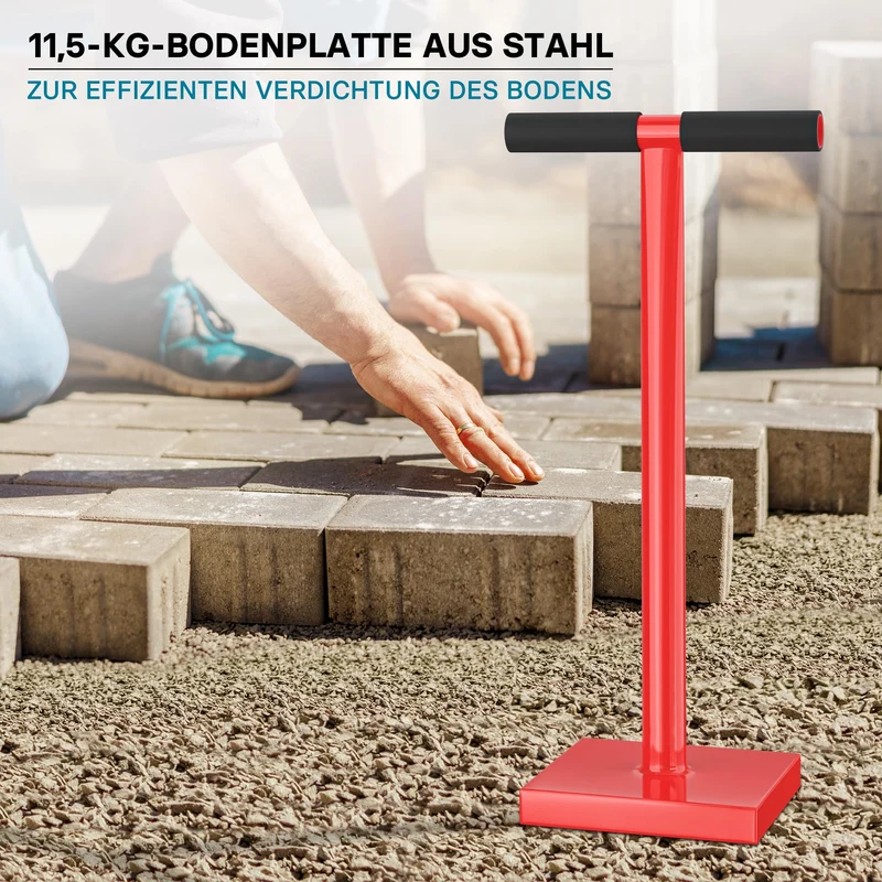 Wiltec Bodenverdichter 11,5 kg Handstampfer aus Stahl mit T-Griff