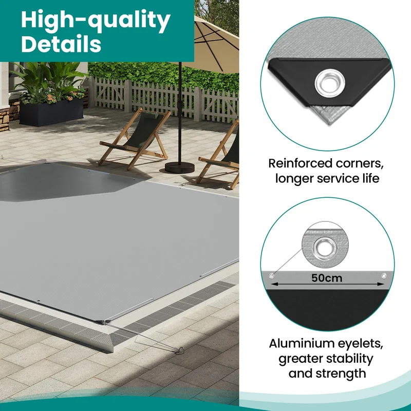 WOLTU Abdeckplane 4x4 m wasserdicht 280 g/m² Grau-Schwarz