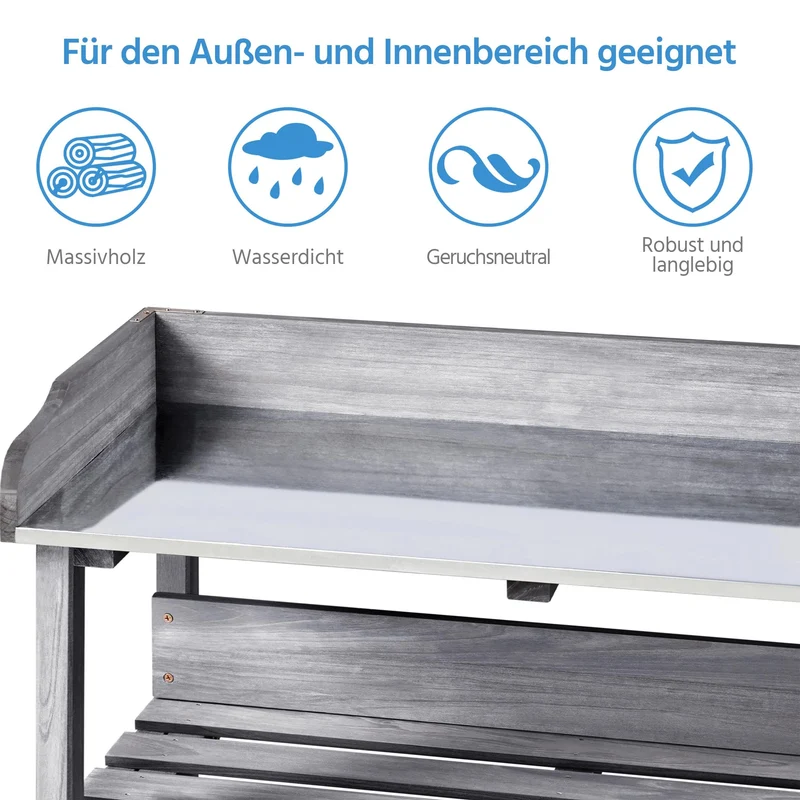 Yaheetech Pflanztisch aus Tannenholz mit verzinkter Arbeitsplatte