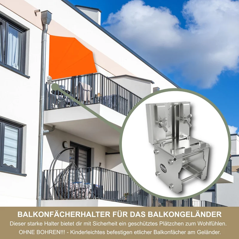 KDR Balkonfächerhalter aus Edelstahl – Klemmhalter ohne Bohren