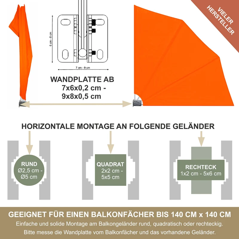 KDR Balkonfächerhalter aus Edelstahl – Klemmhalter ohne Bohren