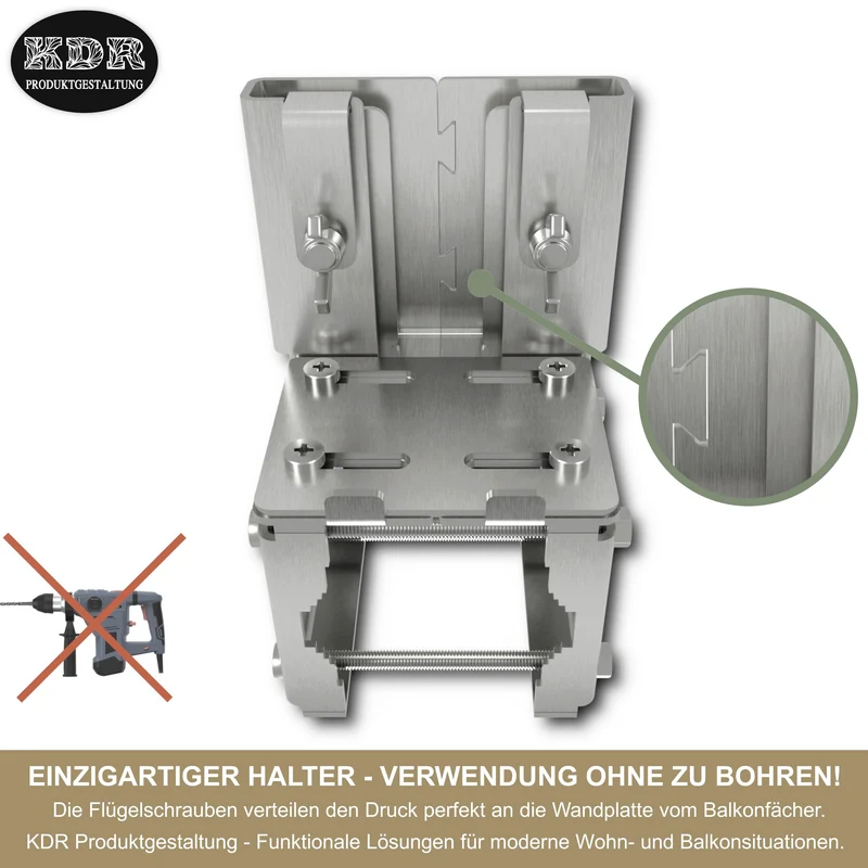 KDR Balkonfächerhalter aus Edelstahl – Klemmhalter ohne Bohren