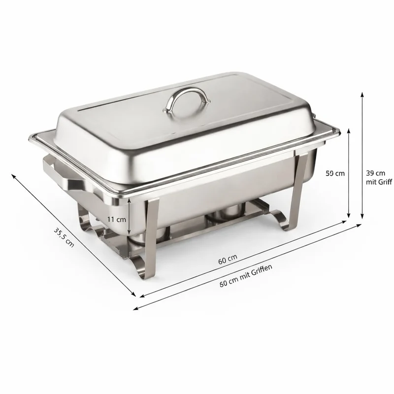Morleos Chafing Dish Edelstahl Speisewärmer GN 1/1 9 Liter