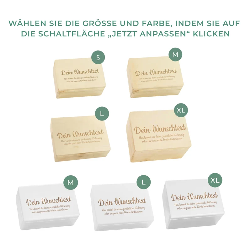 LAUBLUST Holzkiste mit Wunschgravur, Erinnerungsbox aus Kiefernholz