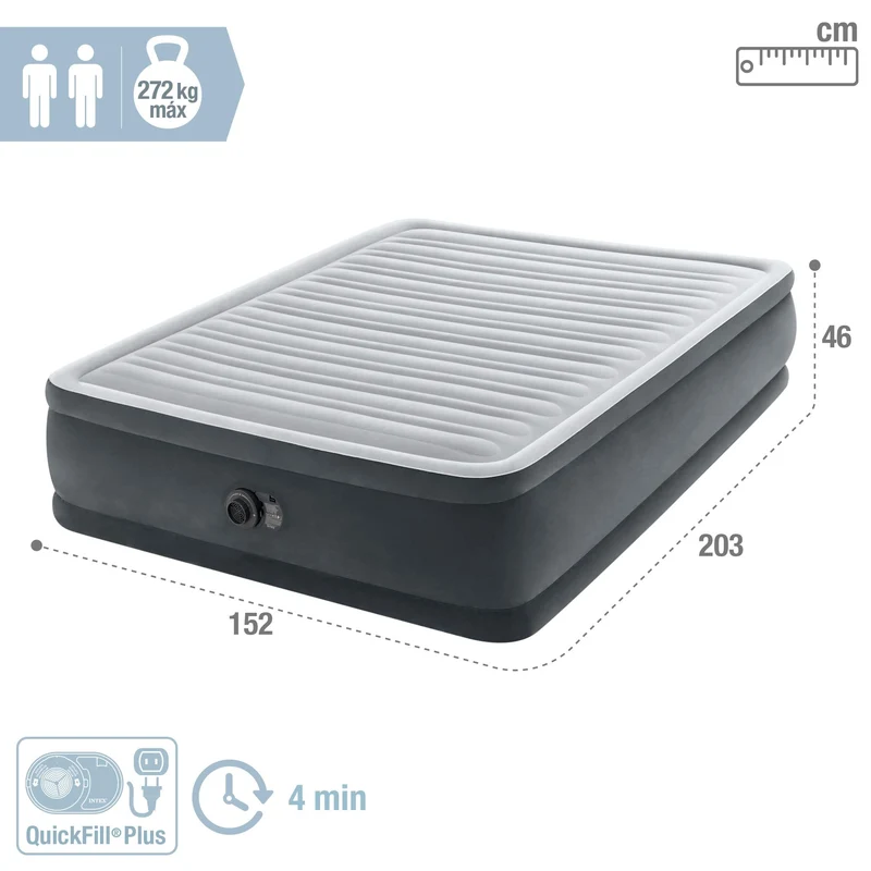 Intex Queen Comfort-Plush Luftbett mit Fiber-Tech, 152 x 203 cm