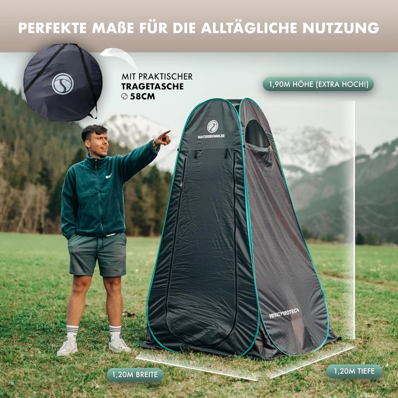 NATURBUMMLER Duschzelt Pop-Up Privacy Protec+ wasserdicht 1,9 m