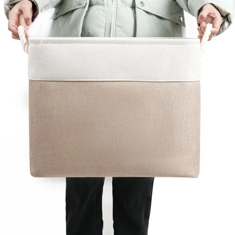 Mangata Aufbewahrungsbox Stoff 33x38x33 cm khaki-weiss 4er Pack