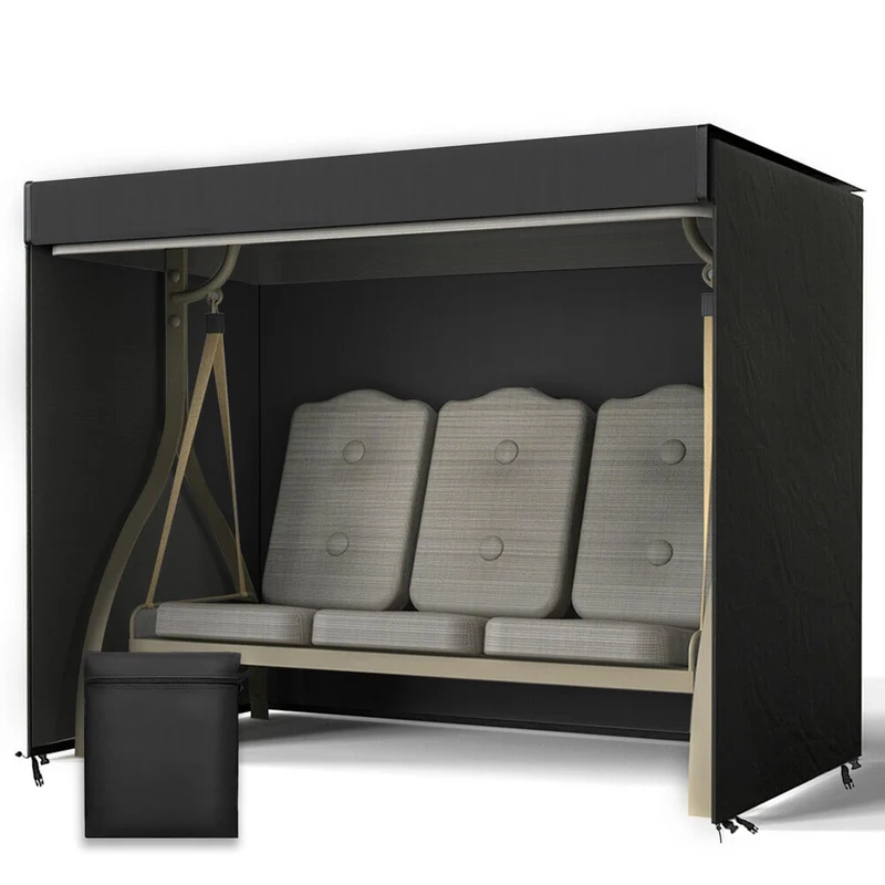 Lohofrnny Hollywoodschaukel Abdeckung 3-4 Sitzer 600D Schwarz