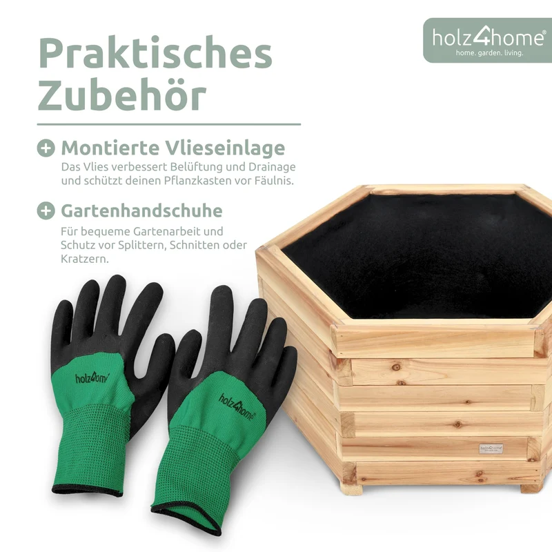 holz4home Pflanzkübel XL aus Tannenholz, sechseckiger Blumenkübel