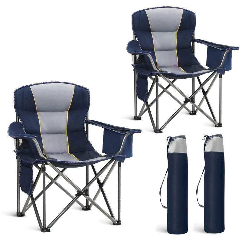 HIGH POINT SPORTS Campingstuhl faltbar 2er Set XXL gepolstert Blau