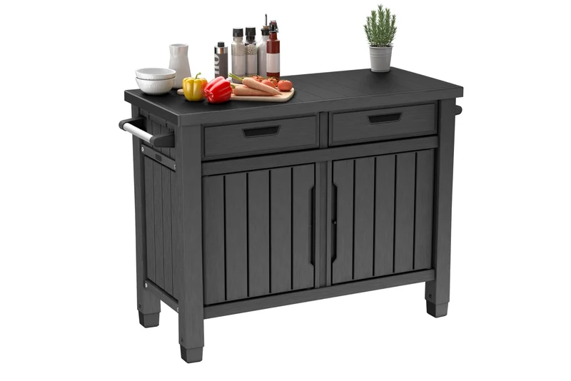 Koll Living Servicetisch BBQ XXL Grilltisch mit Stauraum anthrazit