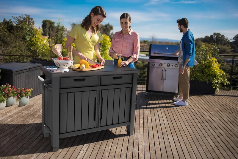 Koll Living Servicetisch BBQ XXL Grilltisch mit Stauraum anthrazit