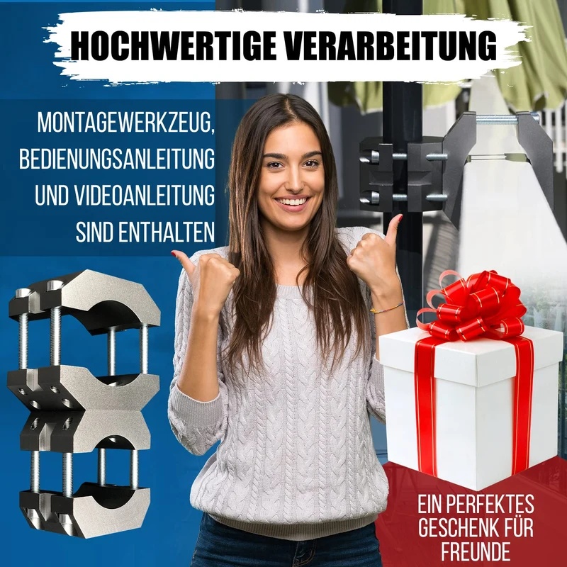 KD-TECH Sonnenschirmständer V1 für Balkon und Geländer ohne Bohren