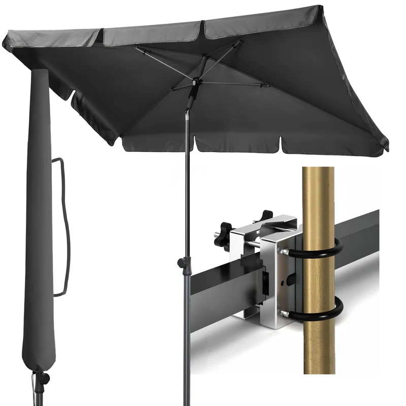 Menz Sonnenschirm Balkon 3-in-1-Set rechteckig Anthrazit