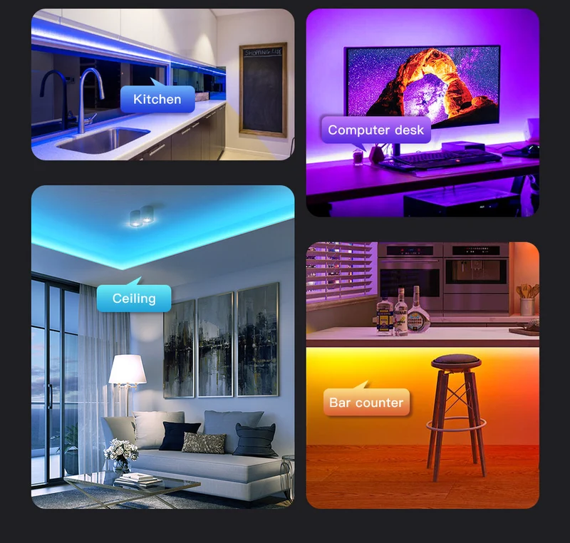 RGB- Farbiges LED Band inkl. Fernbedienung 5m, 12V und 230V